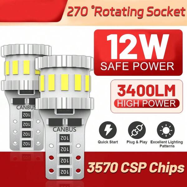 2pcs LED T10 W5W 194 168 LED Bulbs Decoding No Error Car Interior Light,Roof Reading Lights ,Signal Parking Lights Bulb,LED Map Dome Door Trunk License Plate Lights