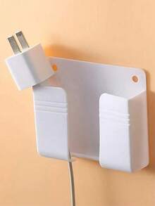 1/4pcs Paste Wall Mounted Mobile Phone Holder Punch Free Storage Box TV Remote Control Cell Phone Plug Charging Support Phone Stand Compatible With IPhone, Android Phone, Gift For Birthday, Family,Remote Control & Phone & Charger Holder, Bedroom Decor, Friends Phone Accessories - Multicolor - View 6