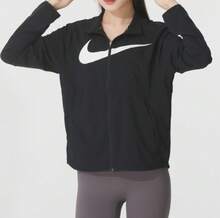 Nike معطف نسائي مزود بخطاف كبير، سترة رياضية فضفاضة غير رسمية منسوجة بياقة واقفة