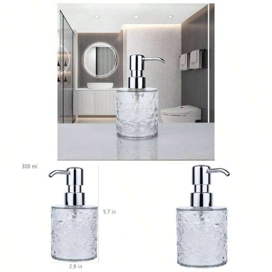 Foaming Soap Dispenser, 12oz350ml Plastic Hand Pump Foam Soap Dispenser, Elegant Acrylic Transparent Bottle With Wave Texture Bathroom Vanity Tops And Kitchen Transparent