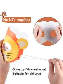 6pcs - Wild Jungle Animal Masks, Paper Jungle Zoo Cartoon Masks, Suitable For Jungle Animal Theme Birthday Party Decoration, Shower Party, Birthday Party Decoration, Wild Animal Masks And Cartoon Animal Masks. (Randomly Shipped) - Multicolor - View 2