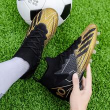 男式足球鞋轻便足球鞋专业训练高帮足球鞋男女通用 - 黑色 - 查看 8