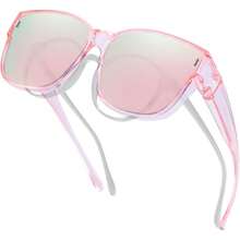 HYCHIC Women's Polarized Oversized Sunglasses Fits Over Prescription Eyeglasses Stylish Fashion Sun Glasses For Eye Protection - H-粉紅色/粉紅色 - 查看 10