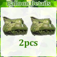 Military Tank Helium Balloon Birthday Set, Foil Military Theme Party Decorations, Suitable For Outdoor Celebration, Tank Camouflage Theme Birthday Balloon Decoration Set, Comes With Tank Foil Balloon, Airplane Foil Balloon, Ideal For Camo Party, Birthday Party, Engagement, Wedding, Halloween, Christmas, Wedding, Birthday, Bachelor Party And Outdoor Decoration