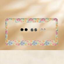1pc, Vibrant Scandinavian Folk Floral Pattern Aluminum License Plate Frame - Orange, Blue, Green & Yellow Design, Durable & Stylish Tag Holder, Ideal Gift For Family & Friends, Car Accessory |   Decorative License Plate Frame |   Aluminum Frame, Car Decorations, 31*16cm(12.2*6.3inch) - 31*16公分(12.2*6.3吋) - 查看 12