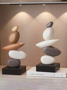 Stacking Stone Sculpture - Abstract Balancing Rock Art Resin Sculpture, Stylish And Elegant Design, Decorative Desktop Figurine For Home And Office Gift Birthday Graduation Christmas Gift