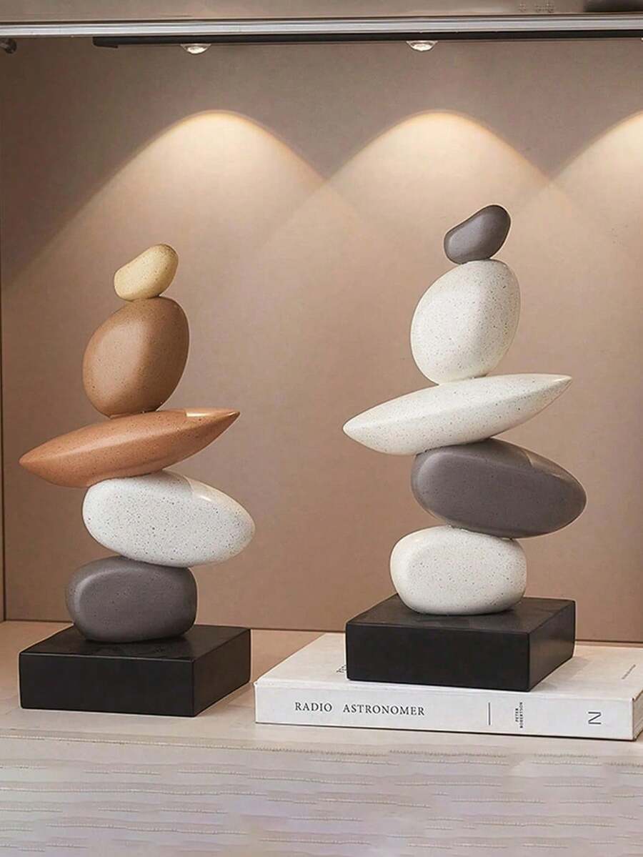 Stacking Stone Sculpture - Abstract Balancing Rock Art Resin Sculpture, Stylish And Elegant Design, Decorative Desktop Figurine For Home And Office Gift Birthday Graduation Christmas Gift