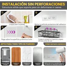Organizador De Baño,kit de  estante para baños Acero inoxidable,repisas baño Sin perforación,con estante de almacenamiento,adhesivos,Ganchos y jabonera,para organizacion hogar del baños y cocina - A - Ver 8