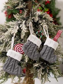 1PC Pink,Gray Knit Stocking,Christmas Stockings, Hanging Stockings Socks Double Sided Fireplace Hanging Stockings, Suitable For Party Decoration New Year Party Gift Favors Supplies,Personalized Initial Stocking, Family Holiday Room Decor Home Decor Bedroom Decor Christmas Decoration Christmas Gifts ﻿ Christmas Decorations Winter Christmas Decorations Home Christmas Gifts Christmas Decor