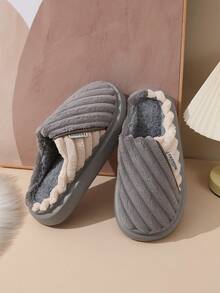 نعال رجالي جديدة من الكوردروي مرقعة بالفرو، مانعة للانزلاق، هادئة، خفيفة الوزن