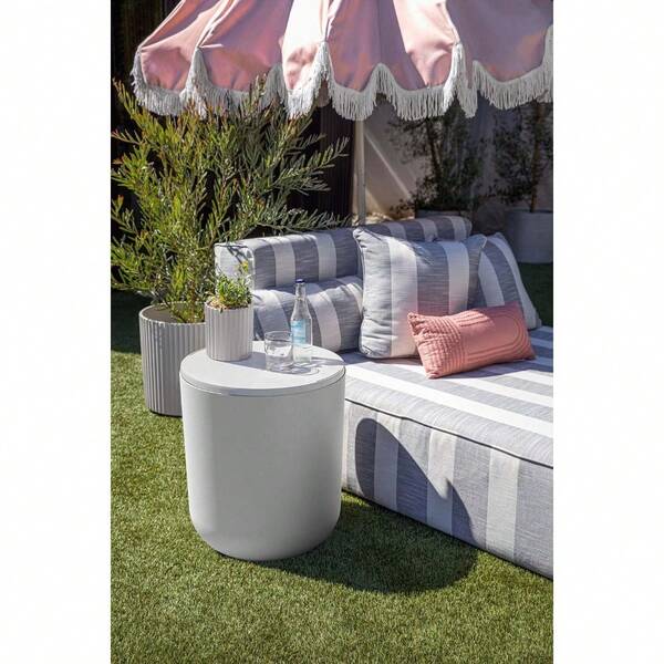 Outdoor Cooler Side Table - 2 In 1, Black, 21 Inch