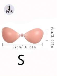 1 Pair Apricot & Pink 2 Color Options Sticky Backless Strapless Bra, Reusable Soft Silicone Bra With Nipple Cover, Oval Yoga Running Sports Party Swimming Chest Fixing Gather Lift Function Silicone Material, Super Strong Silicone Invisible Bra, Wedding Bra, Women Summer Underwear