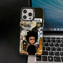 Funda de Teléfono Premium para Envío Doméstico The Boondocks Youth Anime Anti-caída Cubierta Trasera Mate  17/16/15/14/13/12/11/air/Pro/ProMax  Galaxy S20/S21/22/S23/S24/S25 Plus, Fe, Ultra, A05/A13/A15/A16/A24/A25/A35 Redmi Note13ProPlus/Note14ProPlus, Pixel, MotoG86, G56, Funda de Teléfono Duradera Antihuellas - Negro - Ver 2