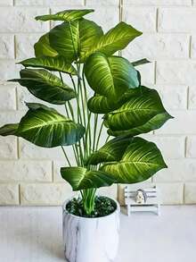 1/2 Piece Large Realistic Money Plant Leaf - Wide Leaf Plant Decor Design, Create Green Wide Leaf Tropical Rainforest Style Decorative Tree, Suitable For All Seasons, Indoor/Outdoor Artificial Potted Plant, Applicable For Wedding, Hotel, Garden, Yard, Photography Setup, Etc.