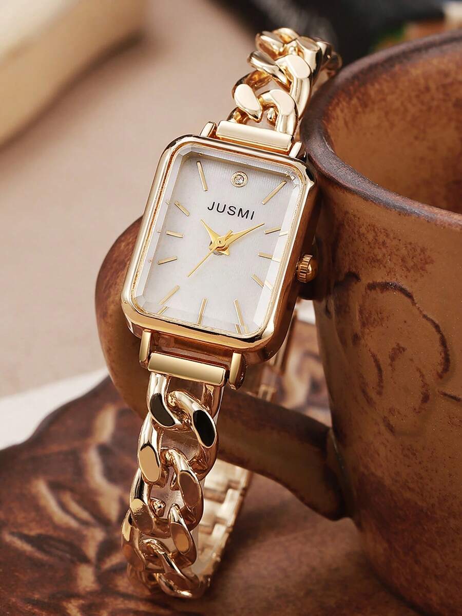 1pc Women's Fashion Oval Crystal Inlaid Colorful Rhinestone Steel Band Quartz Watch, Gift For New Year, Birthday, Holiday