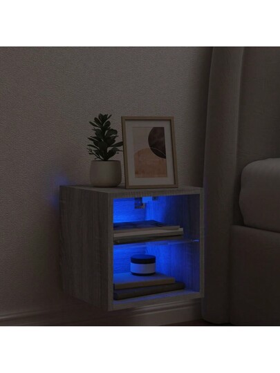 VidaXL TV Wand Unit LED Lighting 30x28.5x30 Cm Grijs Sonoma view 3