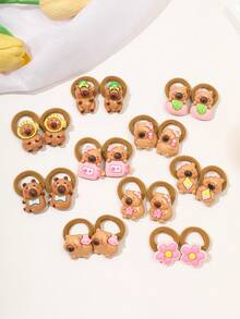 10 piezas de Multicolor Lindo Capibara Scrunchies para el cabello, adecuado para el uso diario casual de las mujeres - Multicolor - Ver 5