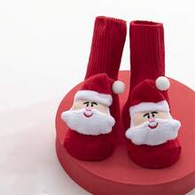 Calcetines navideños para bebé, bonitos calcetines de punto antideslizantes con diseño de reno y Papá Noel para invierno y otoño. - Papá Noel - Ver 4