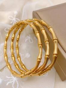 1pc Women's Fashionable Gold Bracelet, Suitable For Daily Wear - Yellow Gold - View 8
