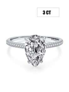 925 Sterling Silver 3CT Pear Shaped Cubic Zirconia Promise Halo Engagement Promise Eternity Ring For Women Engagement Wedding Gift