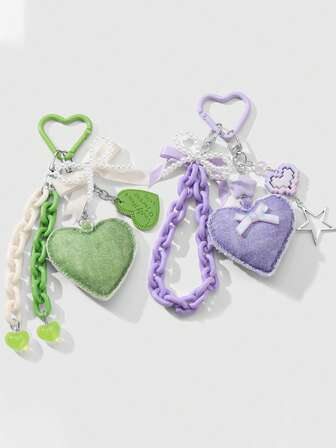 热销时尚ins风Y2K风格纯色高端个性化爱心串珠吊坠，百搭休闲钥匙扣包包挂件，适合约会、派对、校园纪念礼品，可用作包包包装装饰、CCD装饰、鞋饰、包包挂件、汽车配件、送给老师、朋友、姐妹的礼物创意