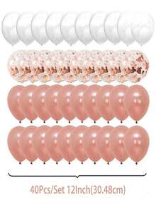 40Pcs/Set 12inch Mix Blue Rose Gold Confetti Latex Balloon For Birthday Anniversary Wedding Balloons Party Decorations - Hoa hồng vàng - Xem 3
