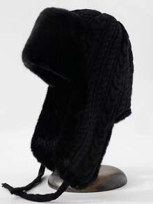 1pc Outdoor Ski Protective Hat, Warm And Thick Knitted Winter Hat, Men's Autumn/Winter Versatile Ear Warmer Knitted Beanie, Thermal Lined Thick Knit Cap, Ideal Gift Choice Winter Warm