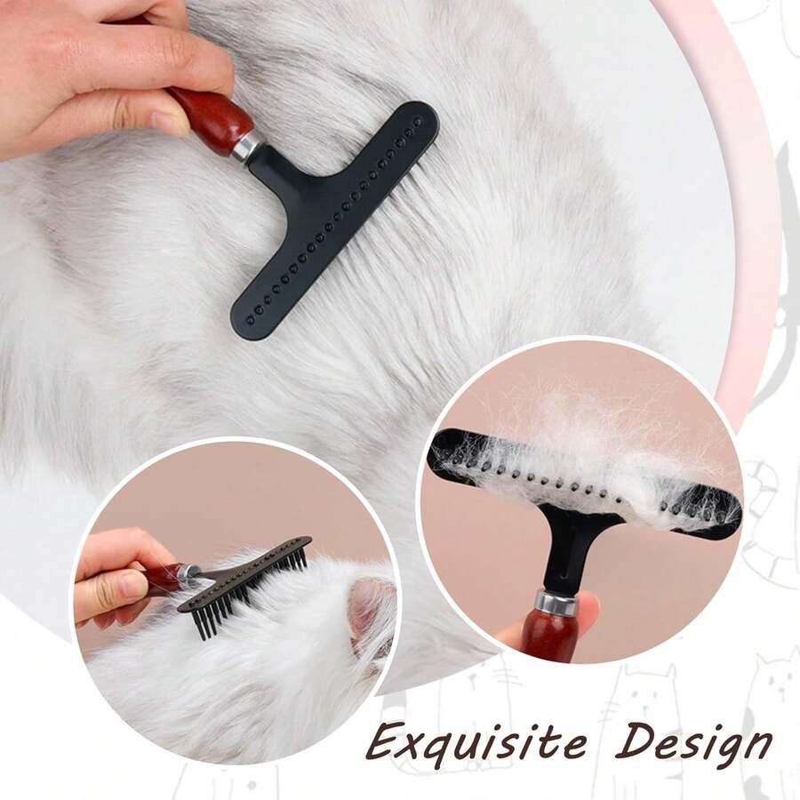 1pc Handheld Rake Metal Thick-Haired Pet Comb & Carpet Revitalizer - Dual-Use Tool For Pet Grooming Comb & Shag Rug Beautifier (4.3'' Wide, Heavy-Duty Carpet Rake, Multi-Surface Debris Remover, Home Refresh Essential) - Multicolor - View 1