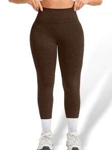 Plus Size Women Seamless High-Waisted Yoga Pants, Oversized Yoga Pants Are Very Fat, Can Be Worn With A High Waist And Nude. They Are 9/10 Plus Size Leggings, Yoga Pants And Leggings Yoga Pants Plus Size Plus Size Gym Clothes Tie-Dye - 棕色 - 查看 3