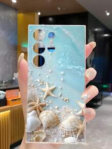1pc Blue Ocean Pearl Shell Starfish Seashell Transparent Soft Phone Case Compatible With Samsung Galaxy A04e/12/A13/A14/A34/A50/A52/A53/A54/S21/S22/S23/S24/S25/S25Ultra
