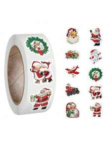 1 Roll Christmas & Winter Sticker Pack, 500 Sheets/Roll, Vinyl Stickers For Scrapbooking, Diary, Notebook, Laptop, Bumper, Skateboard, Water Bottle, Computer, Phone, Cartoon & Anime