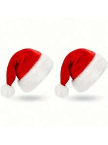 1顶柔软羊毛圣诞老人帽 - 红色，可机洗，适合节日派对和装饰，是生日、家居装饰、圣诞节装饰、房间装饰、冬季圣诞节装饰、家居圣诞礼物和圣诞装饰品的理想之选。 - 紅色 - 查看 2