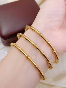 1pc Women's Fashionable Gold Bracelet, Suitable For Daily Wear - Yellow Gold - View 6