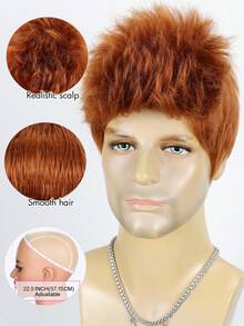 男士短假发 6 英寸 男士短款自由分缝时尚假发 蓬松逼真自然头套 合成假发 适合日常或分缝佩戴 四季皆宜 - 鏽棕色 - 查看 7