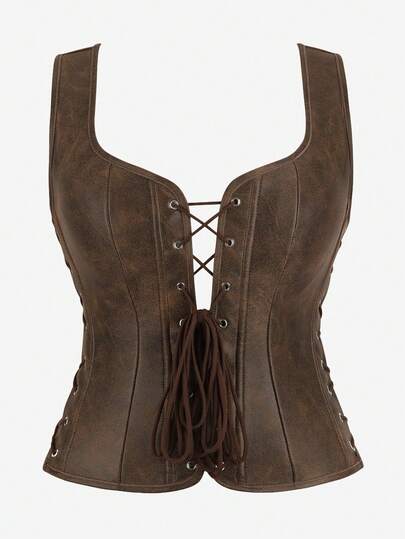 Top tipo corsé, Bustier ajustado para mujer con tirantes, Corpiño de corsé vintage, Corsé exterior para actuaciones, mascaradas, disfraces de pirata de Halloween