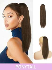 Ponytail Extension Human Hair Real Human Hair Clip In Wrap Around Long Straight Ponytail With Magic Paste Pony Hairpieces For Women - Multicolor - View 3