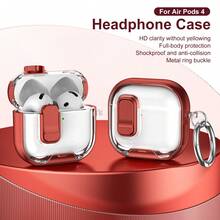 1pc Transparent Wireless Bluetooth Earphone Case Compatible With Airpods 4/ Pro 3, Protective Cover For Airpods Pro/Pro 2, Anti-Drop Earphone Case With Carabiner Holder, Couple Earphone Case