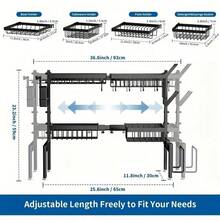 TAIMASI Adjustable Over-The-Sink Dish Drying Rack - Multifunctional Kitchen Organizer With Utensil Holder, Cutting Board Storage & Drain Basket | Space-Saving Counter Solution For: • Labor Day Kitchen Upgrades • Thanksgiving Hosting Prep • Christmas Gift For Home Chefs • New Year's Efficiency Goals - màu đen - Xem 5