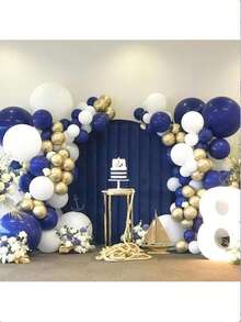 51/26PCS/Navy Blue And Gold Balloons, Blue And White Gold Balloons, Macaron Blue Pearl Navy Balloon, Golden Confetti Latex Balloon For Birthday Wedding Baby Shower Graduation Anniversary Engagement - Multicolor - View 4