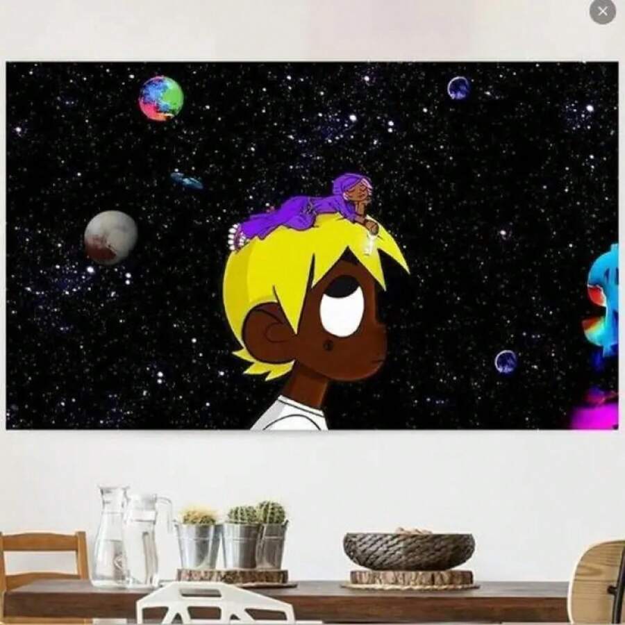 Hiphop Rapper Lil Uzi Album Cover Poster Tapestry Flag 3x5 Feet Canvas Wall Art Living Room Poster Tapestry Decor - màu đen - Xem 1
