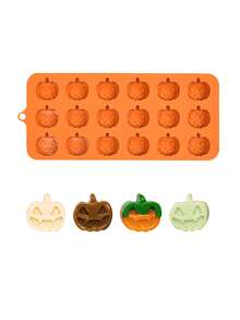 1pc Pumpkin & Ghost Chocolate Mold, Halloween Candy Mold, Holiday Party Ghost Ice Cube Mold, Dessert Mold, Halloween Party Beverage Ice Cube Mold, Can Make Multiple Small Ghost Chocolates, Suitable For Halloween, Parties, Holidays, Gatherings, Cocktail Parties