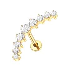 SWANJO 1件植入级钛金属内螺纹唇钉，弧形底座，镶嵌9颗立方氧化锆石，时尚耳钉，穿刺饰品 - TC070 - 查看 19