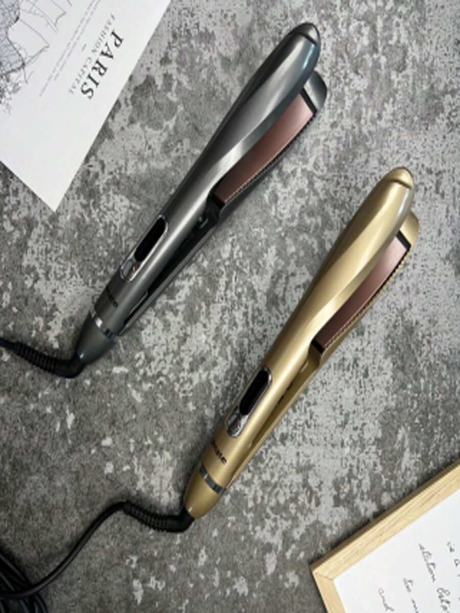 Chapinha Alisadora de Cabelo Multiuso 2 em 1 com Temperatura Ajustável, Ferramentas de Styling para Cabelo Volumoso e Sem Perda, Modelador de Cachos para Cabelos Curtos a Médios e Longos, Pente Quente