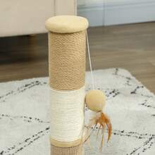 PawHut Cat Scratching Post With Jute Sisal Rope Toy Ball, 47cm, Tall Brown - Brown - View 7
