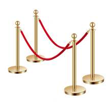Stanchion Post, 4 Pcs Crowd Control Barrier Set With 2 Ropes, 5 Ft Stainless Steel Gold Stanchion Post Queue With Sand Injection Hollow Base For Theater, Party, Wedding, Exhibition - Multicolor - View 8
