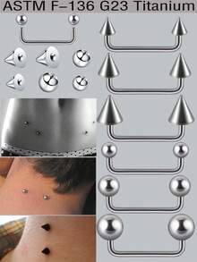 1 PC F136 Titanium Embedded Nail Double Ball Head Right Angle Shiny Skin Implant Nail Double Cone Outerthread Surface Barbell Piercings 90 Degree Dermal Anchor Hide In Skin Piercings Body Jewelry 16G Sexy Unisex - Titanium Color - View 8