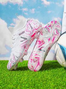 男士足球鞋，AG/FG 鞋钉，成人足球鞋，轻便专业运动训练高帮足球鞋，男女通用 - 白色 - 查看 4