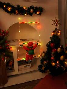 1pc Christmas Santa Claus LED Stair Light - 3 Meters Long 12-Level Multi-Color Stair Decor, Multicolor Lighting, USB Powered, 8 Flashing Modes, Durable Plastic Indoor/Outdoor Holiday Party Decor, No Battery Needed, Suitable For Home, Garden, Window And Party