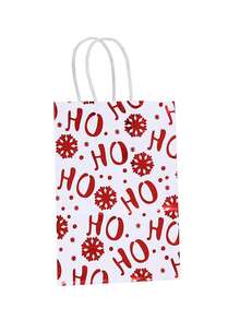 8/25 piezas Bolsas de regalo de papel kraft con estampado de lámina roja, Envoltura de regalo navideño, Bolsas de fiesta navideña, Embalaje de regalo navideño, Bolsas de tela navideñas
