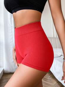 1件装女士无缝高腰红色三角裤，女士内衣，女士内裤，女士短裤，提臀塑形服 - 紅色 - 查看 11